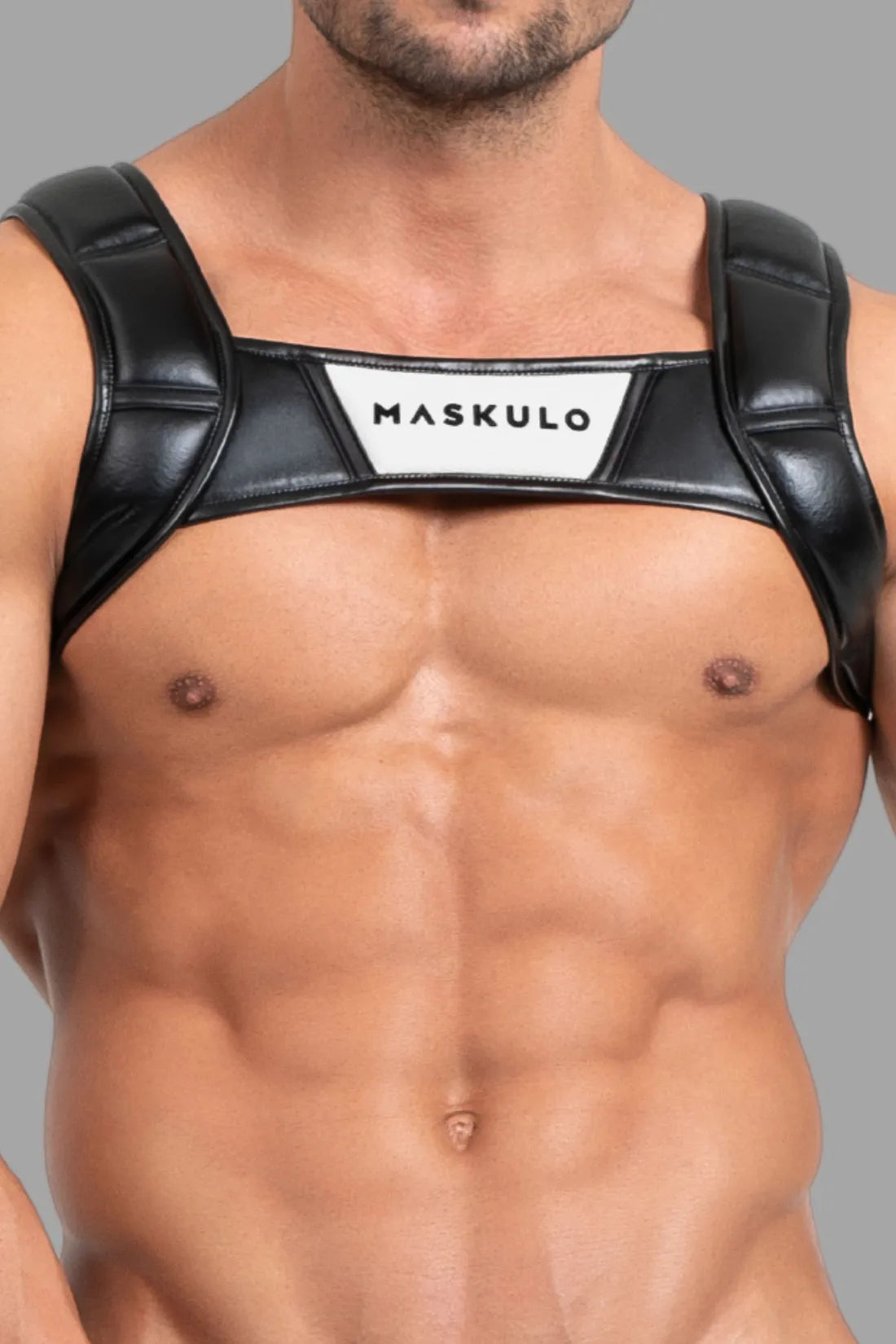 Bulldog Harness with 3D Logo. Black & White