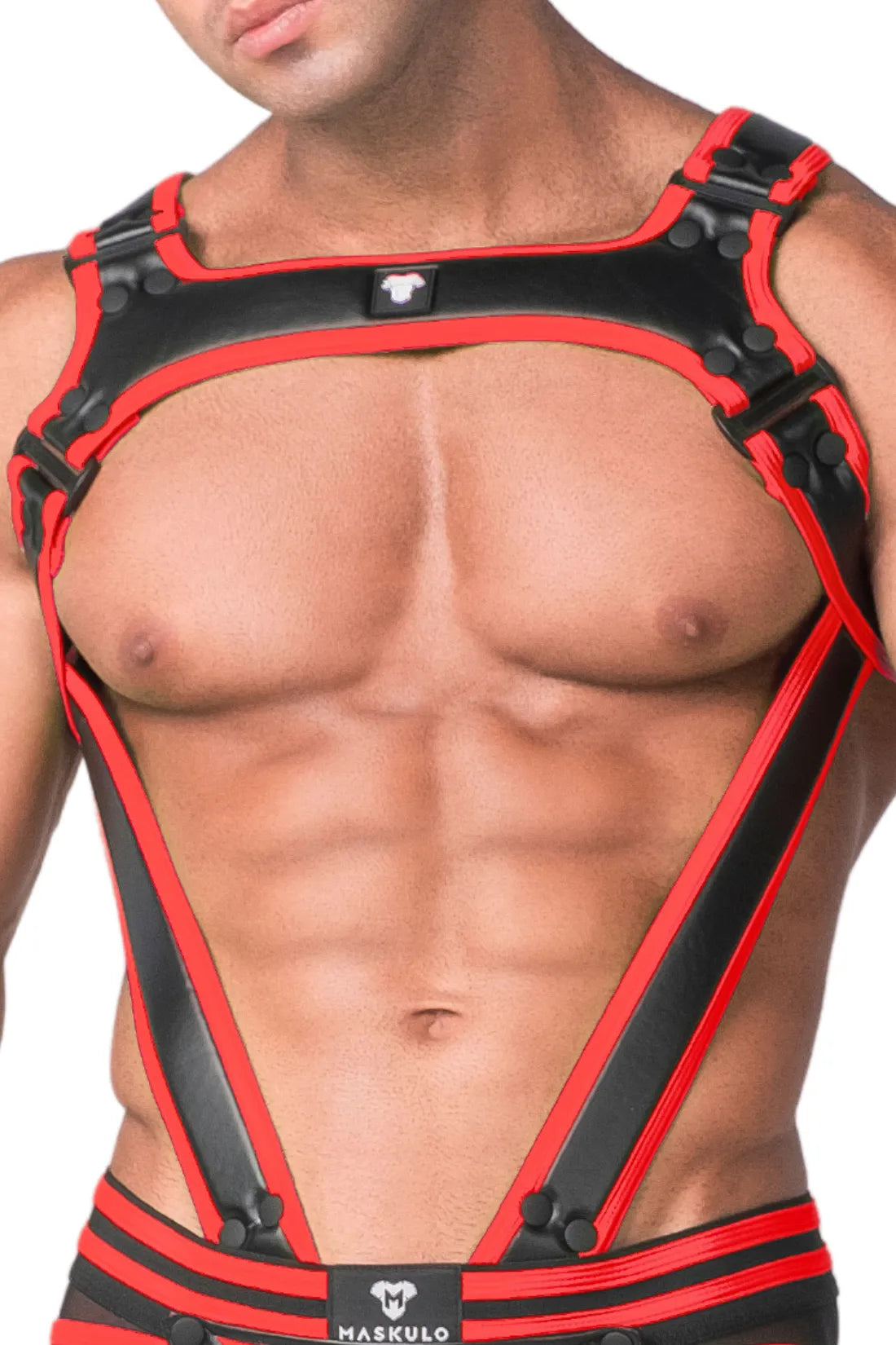 Youngero. Men's Body Harness. Black & Red