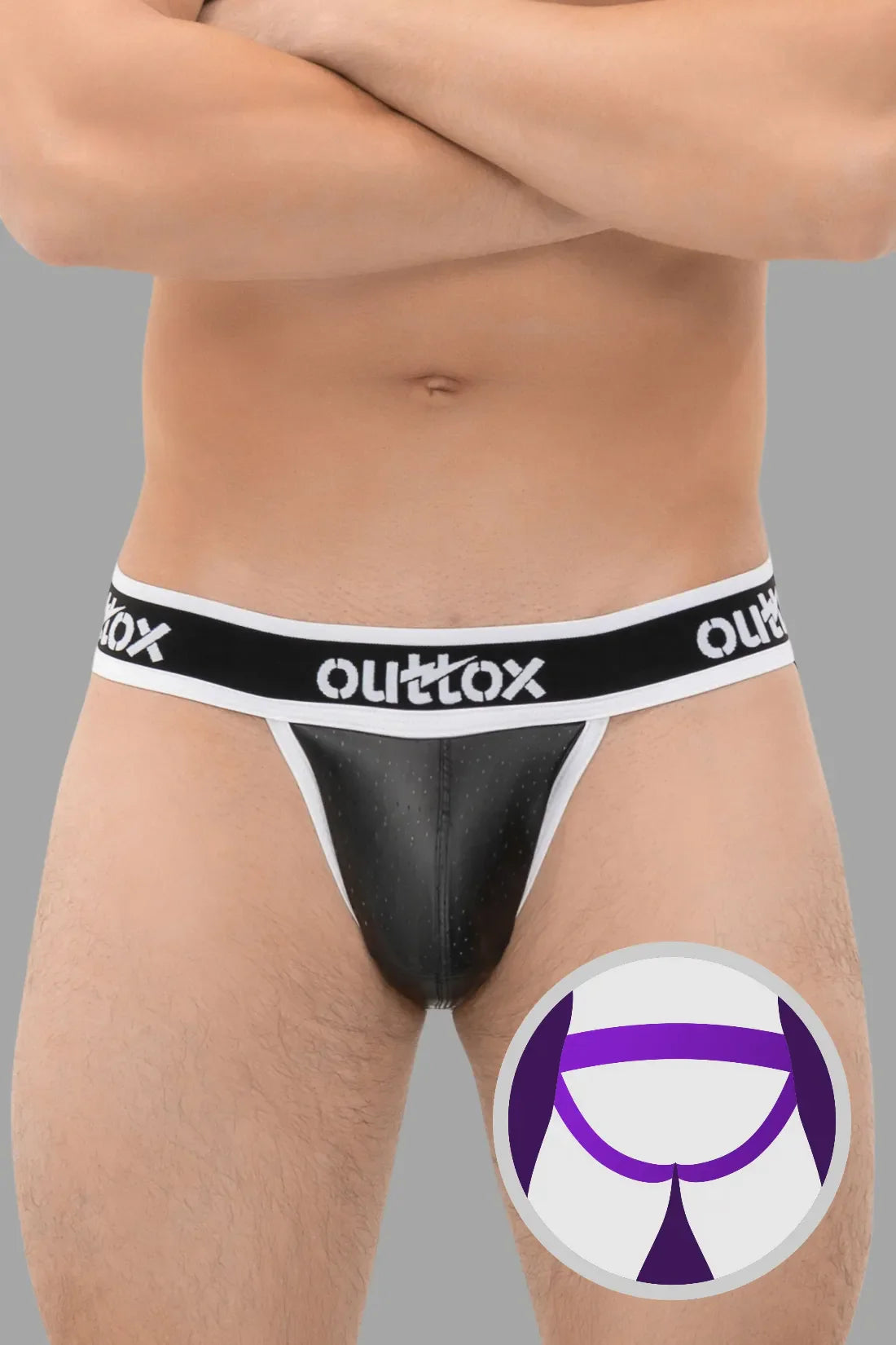 Outtox. Jock com Snap Codpiece. Preto e Branco