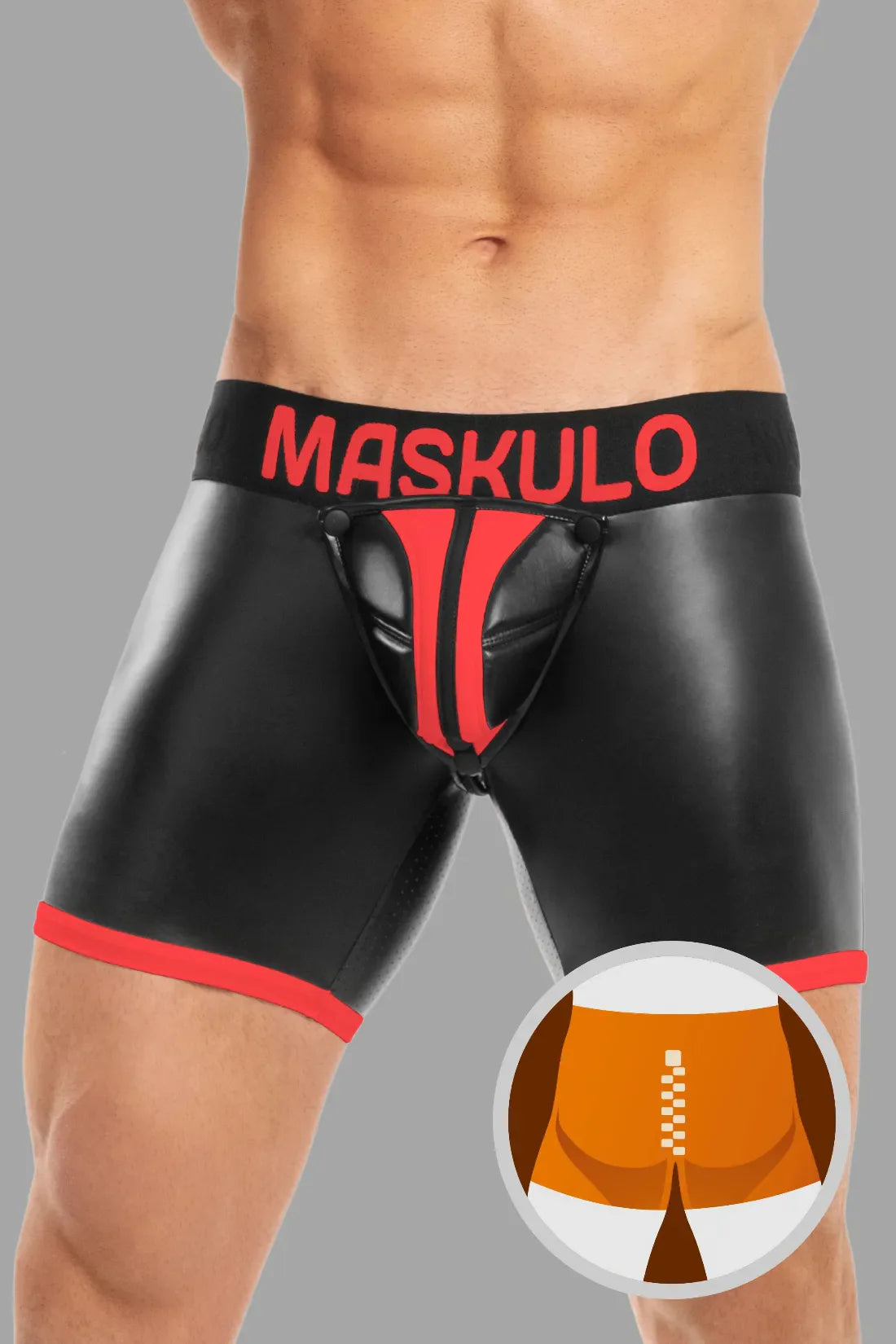 Basic Shorts with Pads. Zippered rear. Black & Red