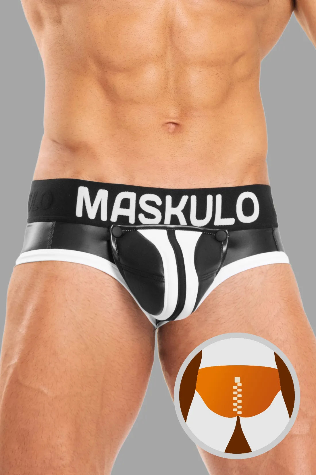 Basic Briefs with Pouch Snap. Black & White