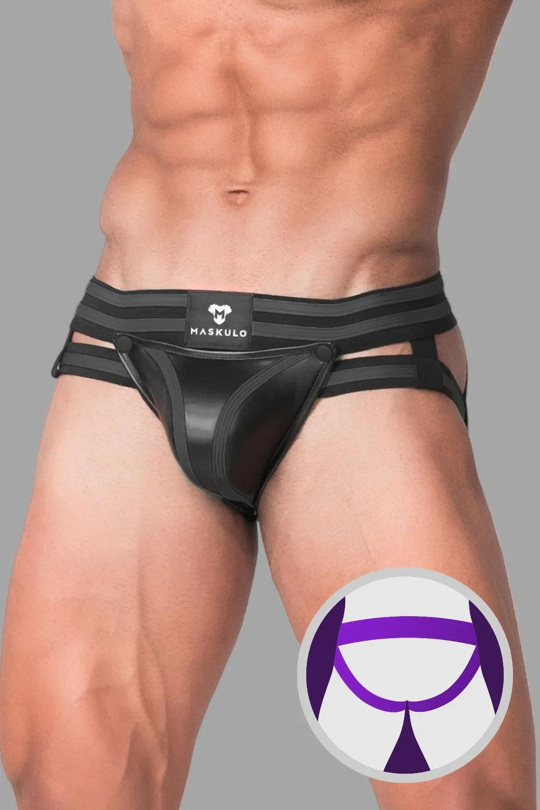 Youngero Generation Y. Men's Fetish Jock. Codpiece. Black