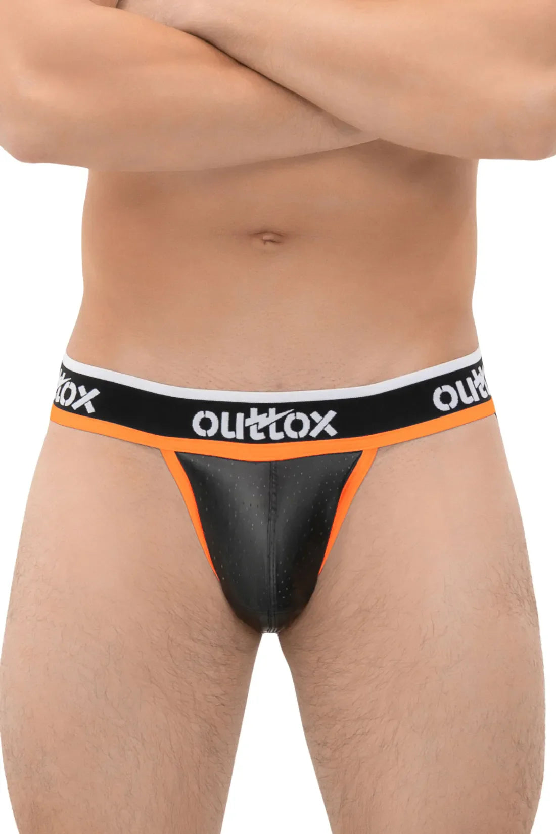 Outtox. Jock com Snap Codpiece. Preto e Laranja