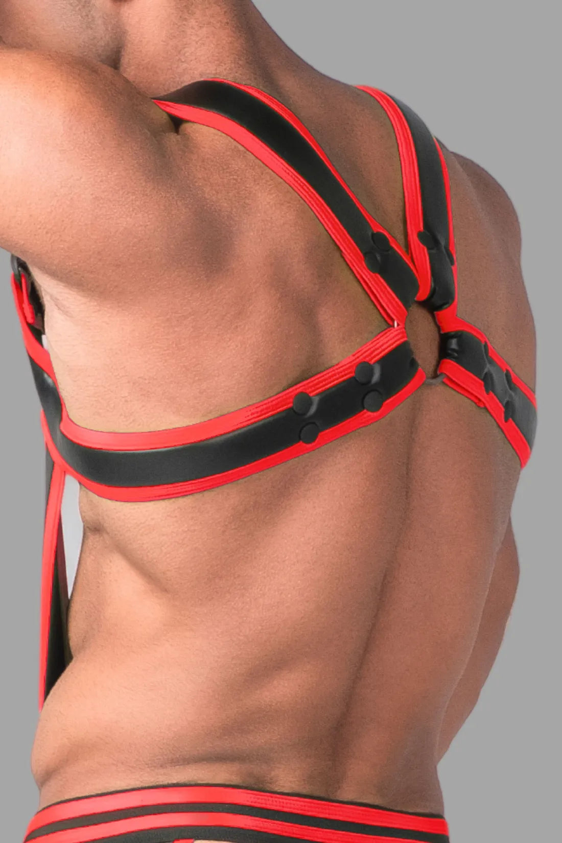 Youngero. Men's Body Harness. Black & Red