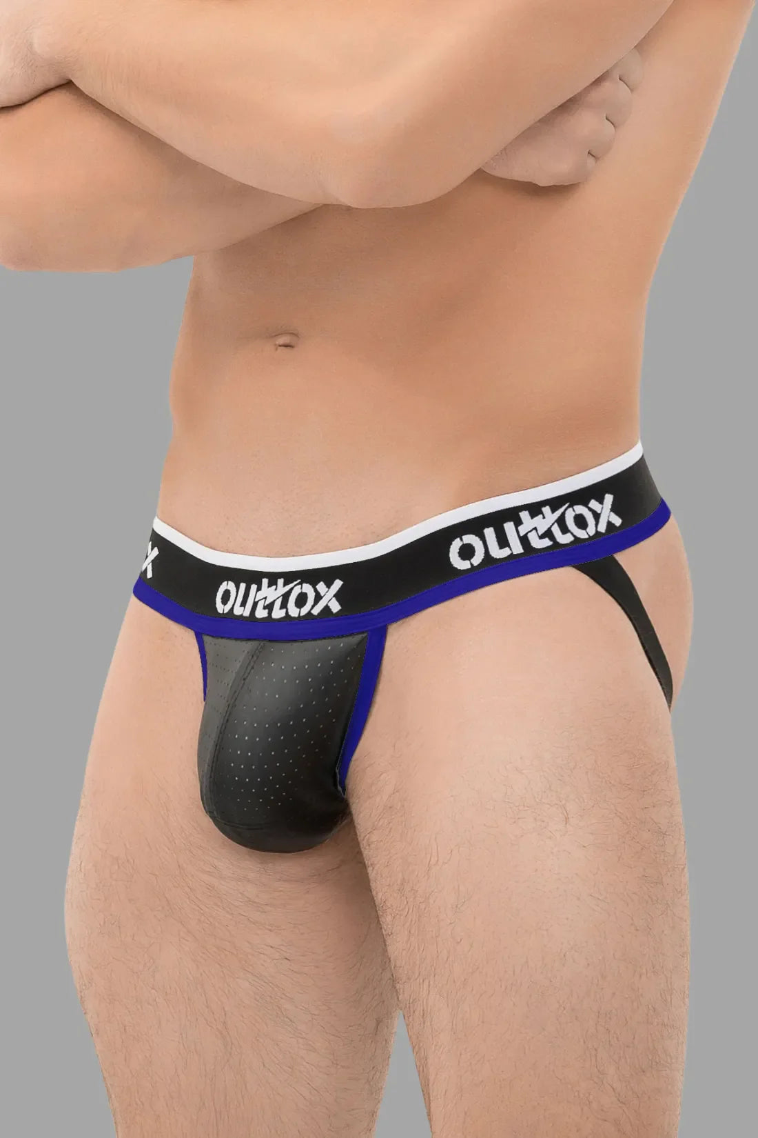 Outtox. Jock con bragueta a presión. Negro y azul 'Royal'