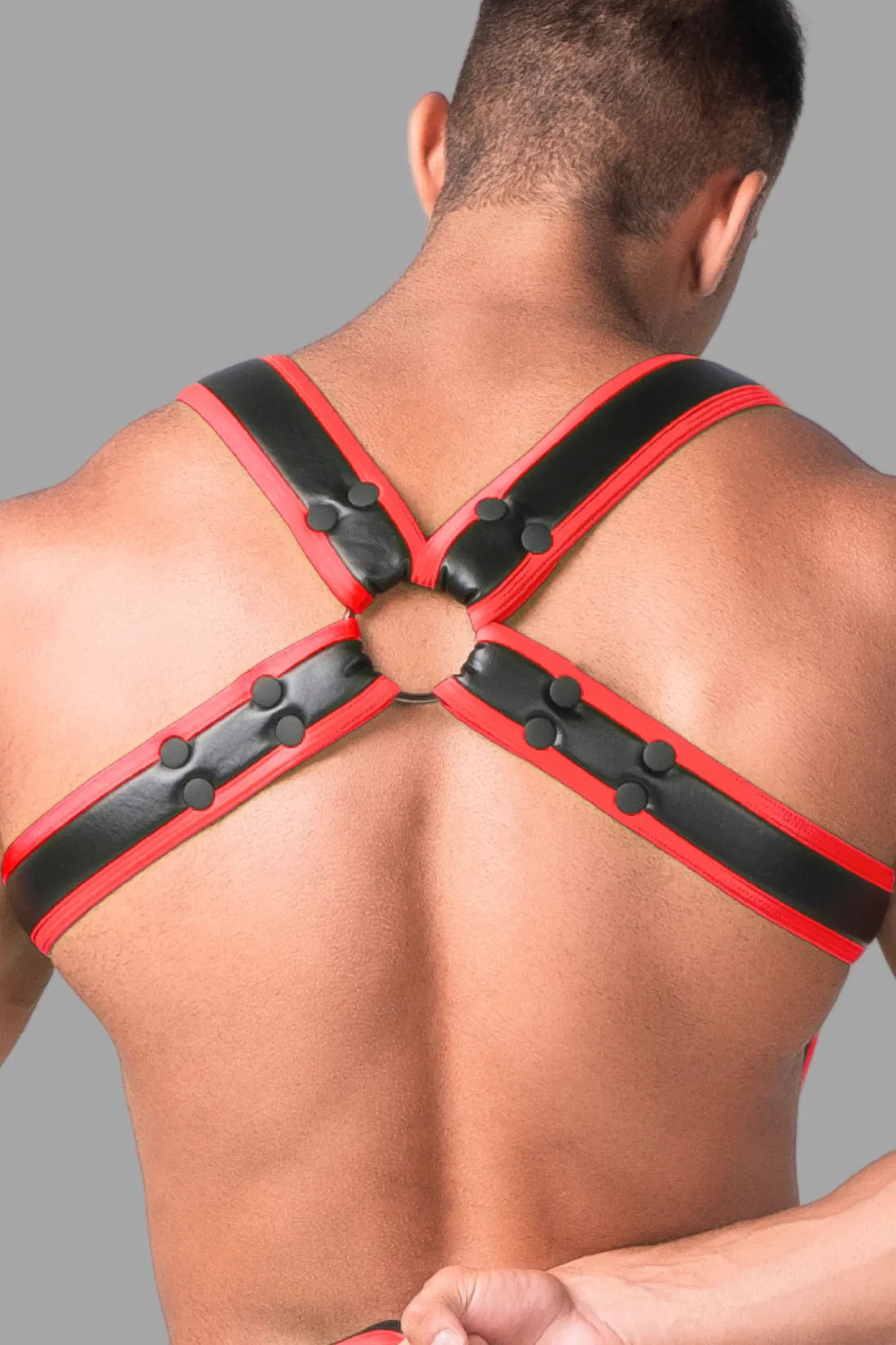 Youngero. Men's Body Harness. Black & Red