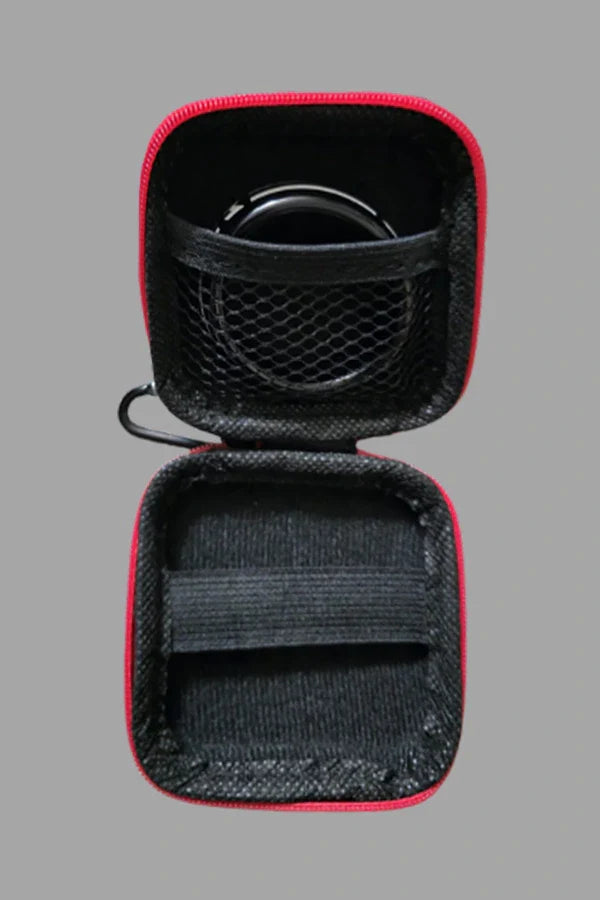 Jax Wanderlust. Mini Zip-Case com Mosquetão. Preto + Vermelho