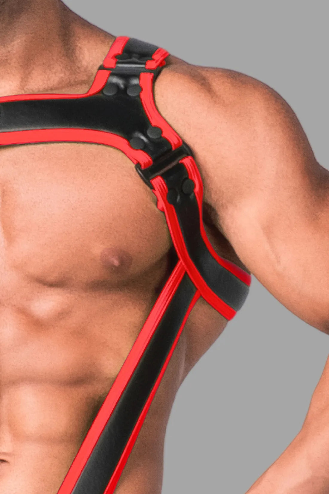 Youngero. Men's Body Harness. Black & Red