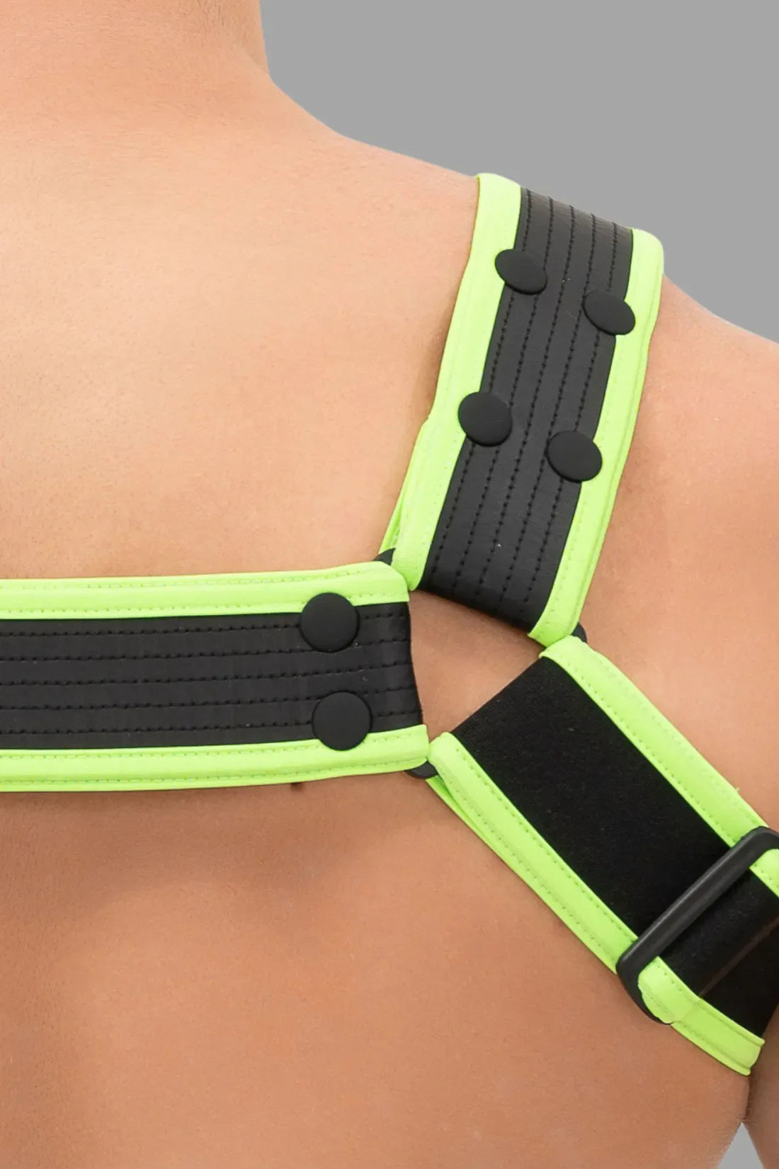 Outtox. Body Harness with Snaps. Black & Green 'Neon'